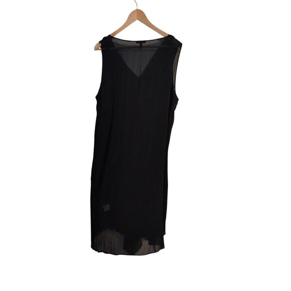 Eileen Fisher Black Silk Slip Dress with Sheer Overlay – Size XL - Picture 3 of 3